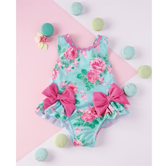 Mud Pie Girls Pink Bow Swimsuit